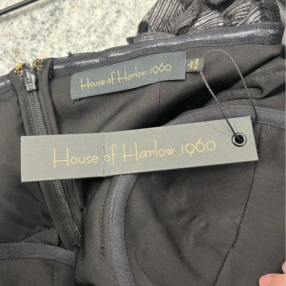 NWT House of Harlow 1960 Burna Blouse in Black Metallic Dot sz S - Picture 11 of 11